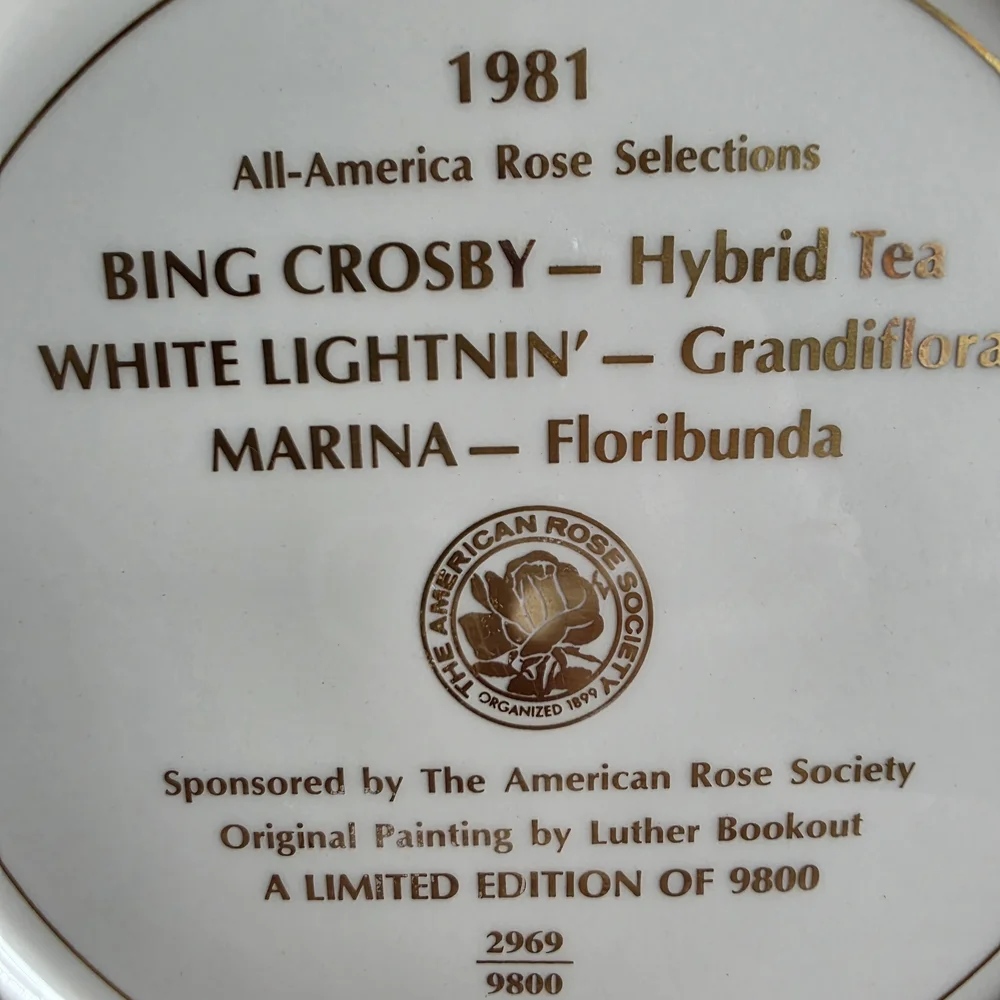 Vintage Bing Crosby 1981 Red Rose Decorative Wall Plate.